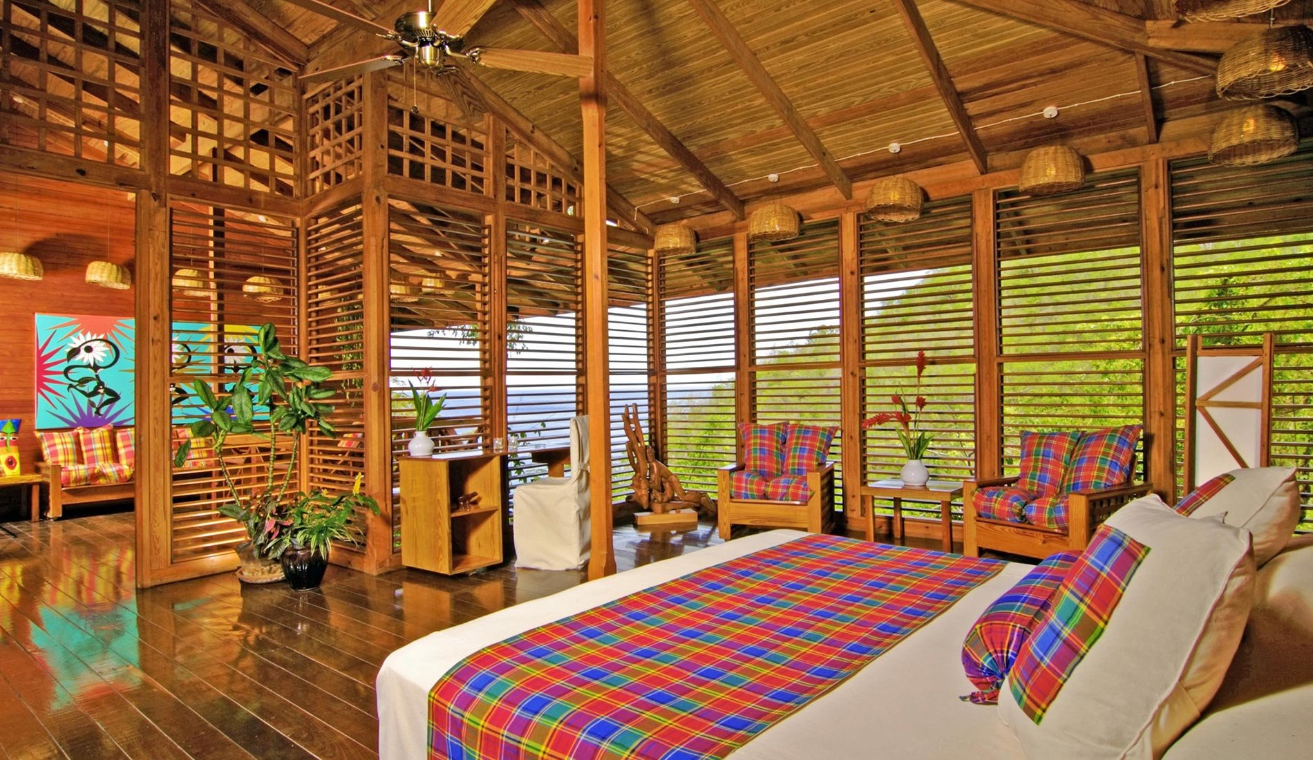 Resort de luxe romantique Anse Chastanet Resort 5 étoiles Sainte-Lucie Caraïbes chambre