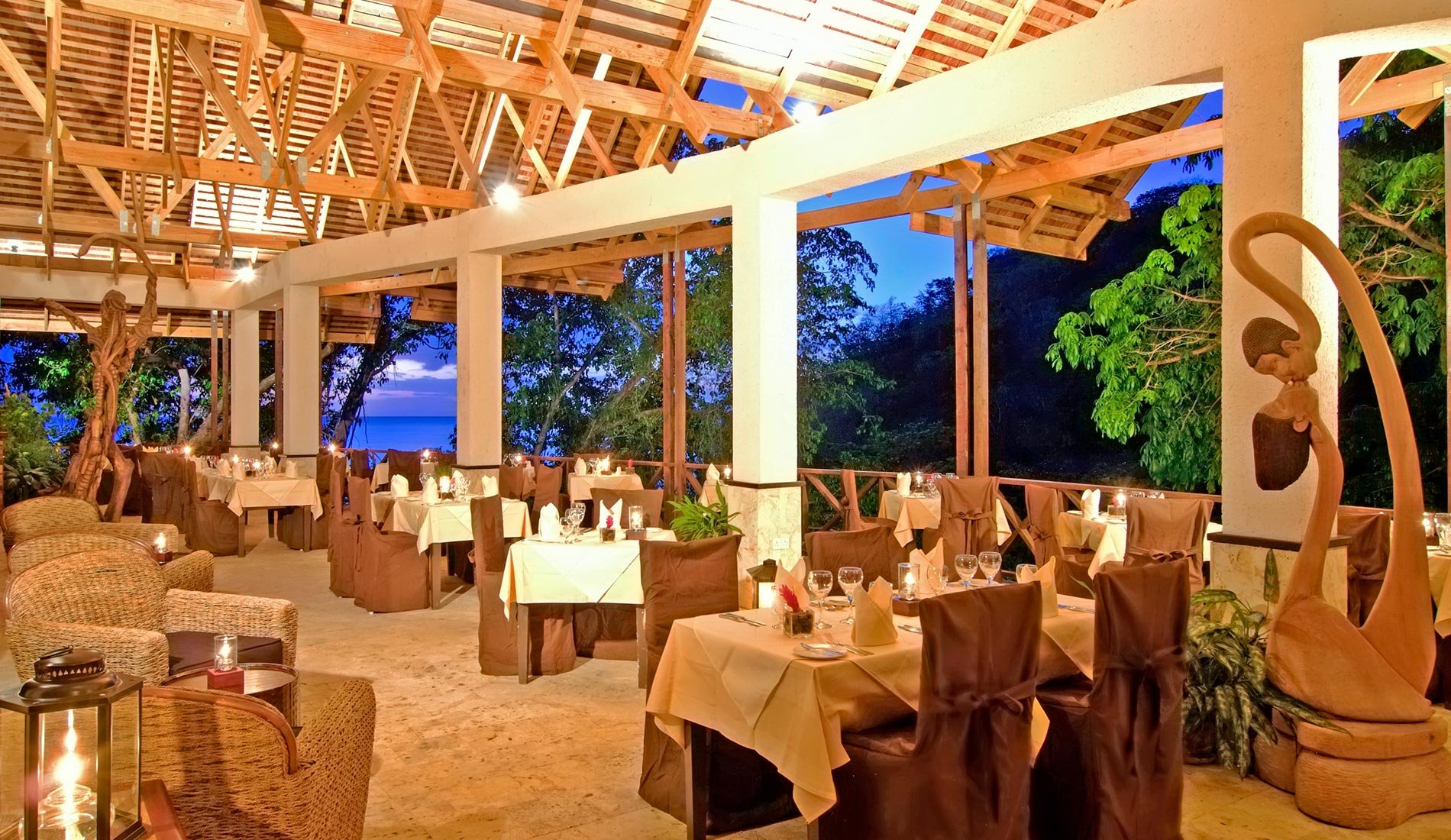 Resort de luxe romantique Anse Chastanet Resort 5* Sainte-Lucie Caraïbes restaurant