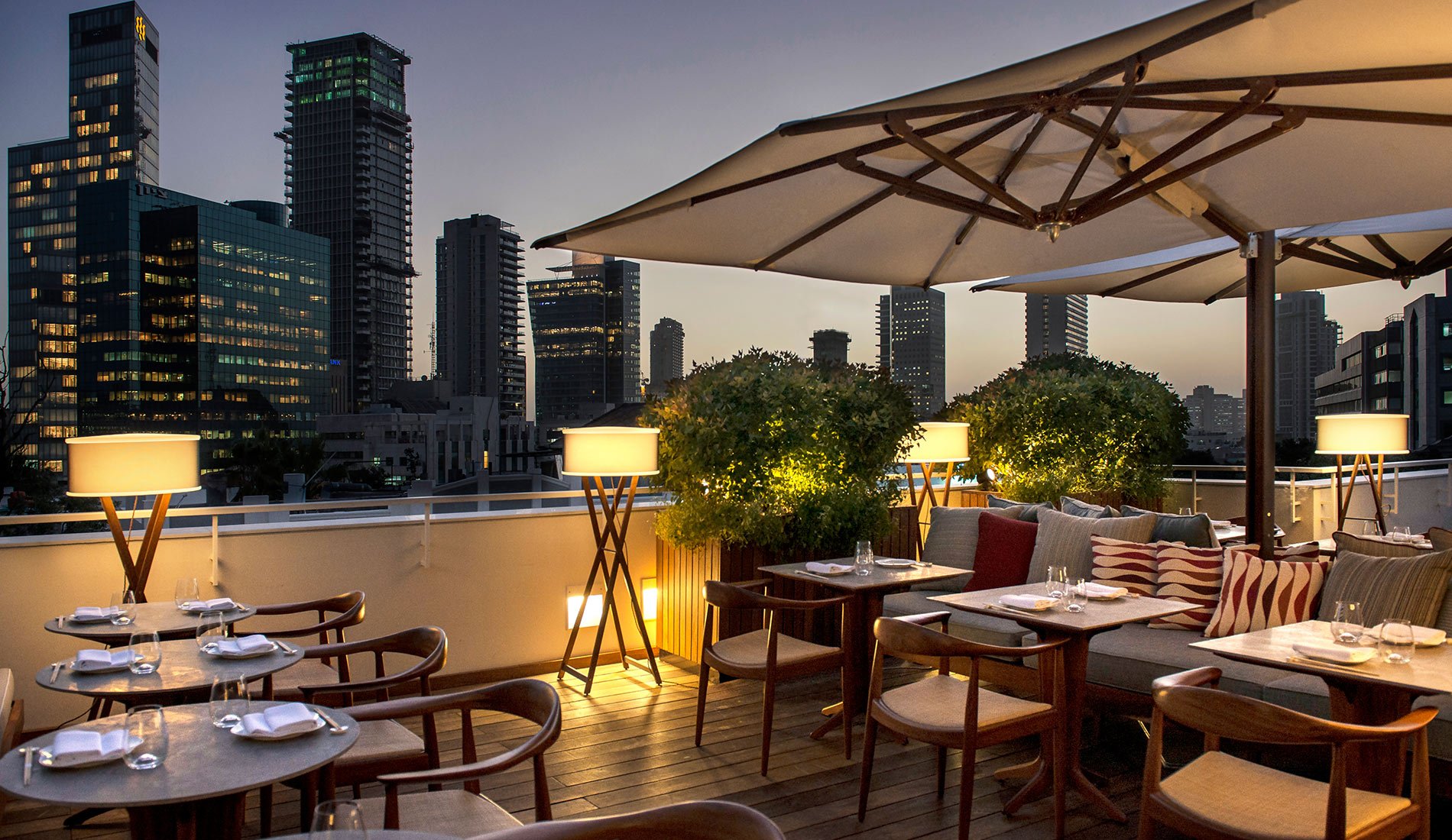 Luxury Hotel The Norman Tel Aviv Israel restaurant on the roof with a view